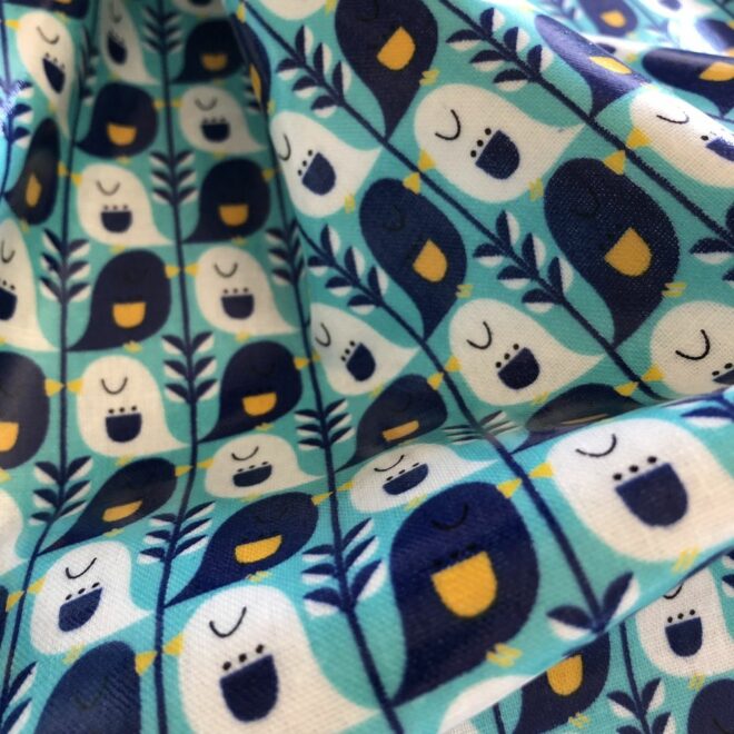 kokka Wachstuch CUTE BIRD TÜRKIS-BLAU Reststück – Bild 2