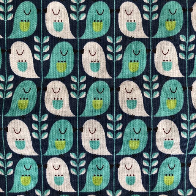 kokka Canvas CUTE BIRD JEANS-MINT Meterware – Bild 2