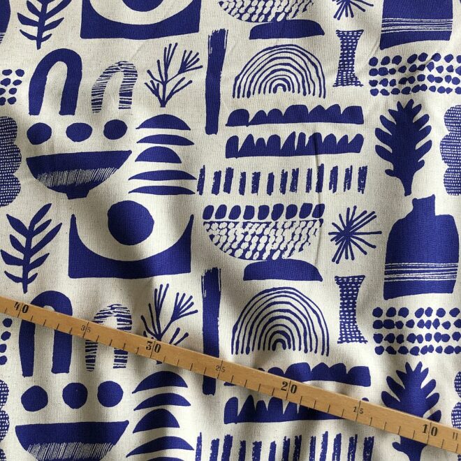 kokka Canvas BLUE ROOM - blauer Stoff