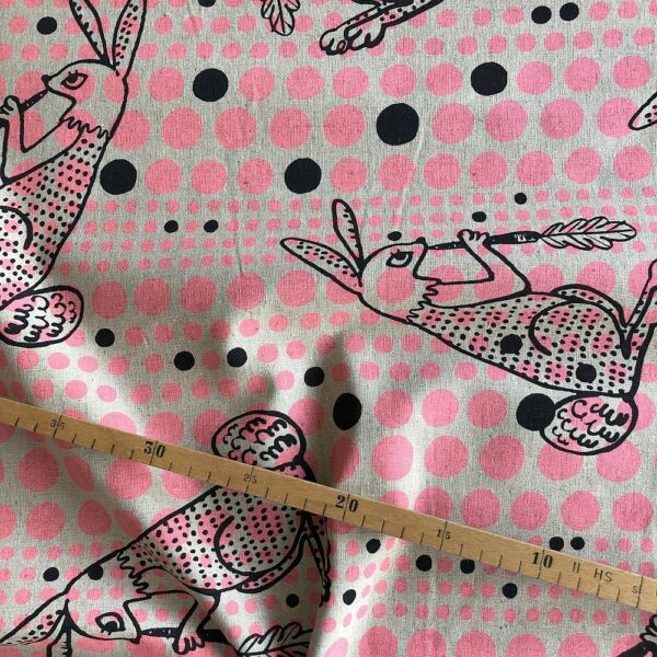 kokka Canvas rabbit pink