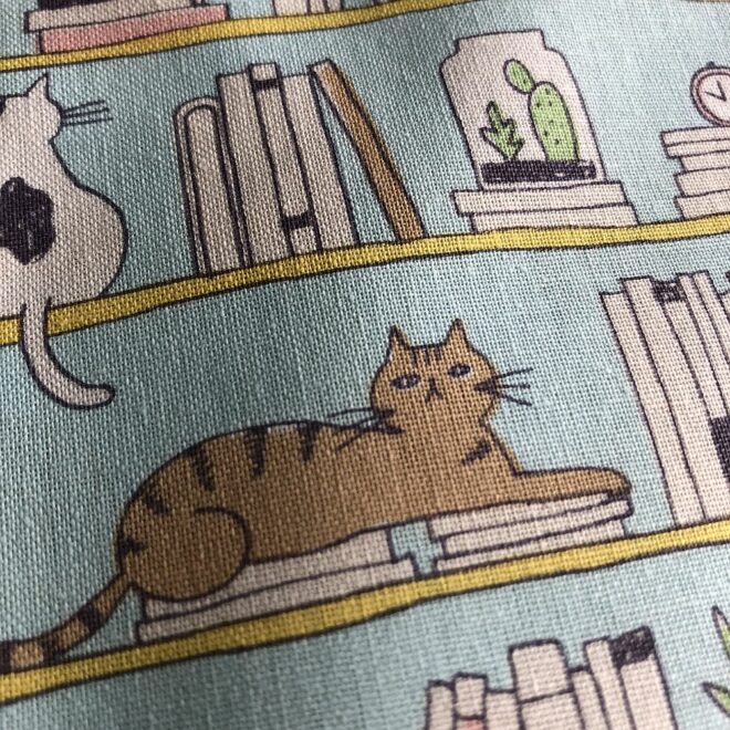 Patchworkstoff Katzenstoff blau – Bild 2