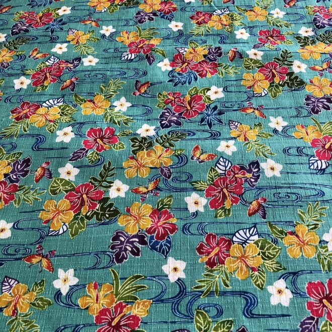 Patchworkstoff BLUMENSTOFF GRÜN – Bild 3
