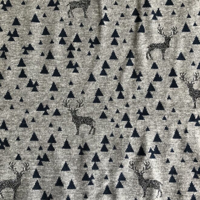 Strickstoff mit Glitzerhirsch ca. 150x145 cm