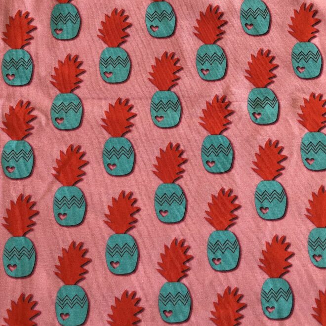 Reststück - Jersey MIT ANANAS ROSA ca. 100x140 cm