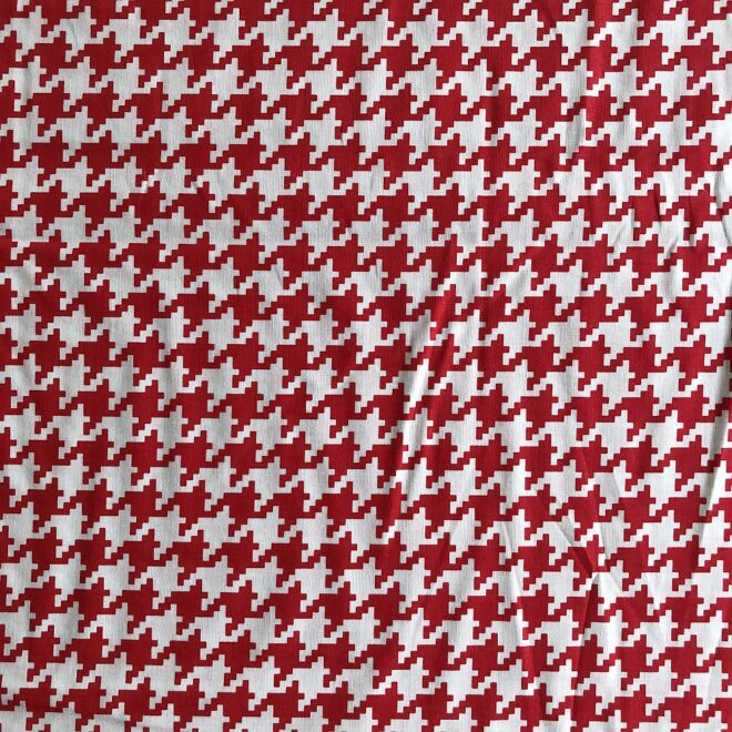 Reststück HAHNENTRITT-STOFF ROT ca. 100x110 cm